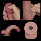LoveToy Vibrating Sliding Skin Pro II Dual Layer Silicone Dong – вибрирующий двухслойный силиконовый фаллоимитатор – беспроводной пульт – 20,3 см — Фото 23