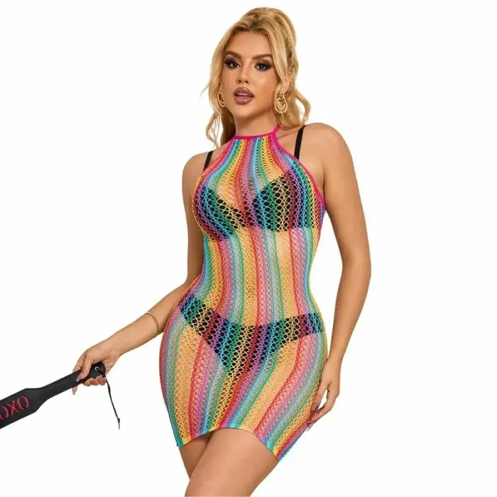 Subblime Rainbow Fishnet Dress – One Size