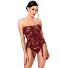 Noir Handmade – strapless basque with flock powernet and 6 suspenders – burgundy – M — Photo 2