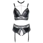 Cottelli CURVES Wireless Bra and Crotchless Garter Briefs Set – Rose Gold Details – XL — Photo 7