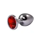Sudraba anālais spraudnis ar sarkanu dimantu – 7 cm (2.75″) – Sarkans — Foto 1