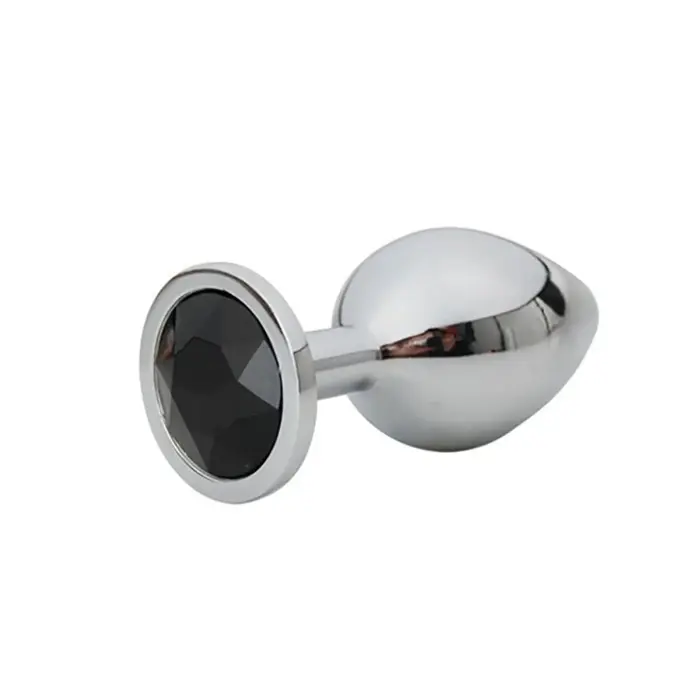 Silver S анальная пробка с черным бриллиантом – 7 cm (2.8″) – Черная