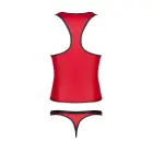 Vyriškas wetlook marškinėliai be rankovių ir stringų komplektas su dekoratyvia priekine juosta – raudonas – S Photo