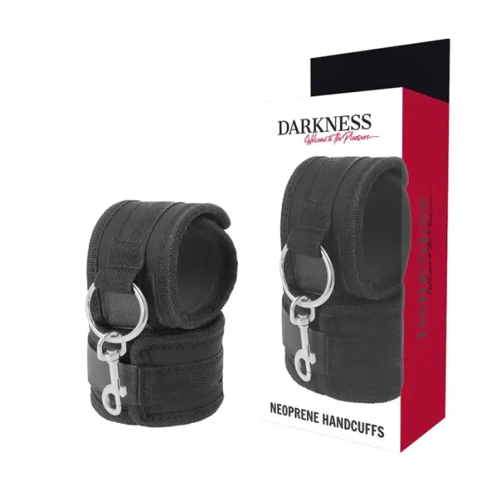 Darkness Neoprene Adjustable Handcuffs with Soft Inner Lining – Black