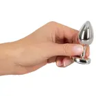 Metal Butt Plug with Heart-Shaped Gem – 7 cm — Photo 2