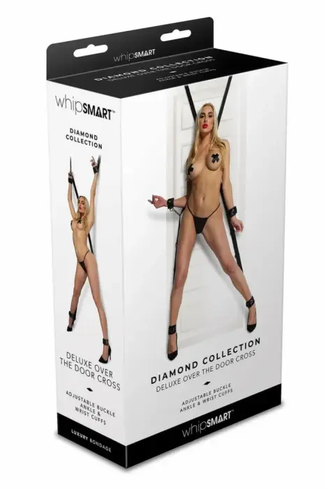 WHIPSMART Diamond Over the Door Cross – ierobežošanas sistēma ar 4 aprocem – regulējama – melna