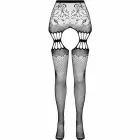 PASSION S027 Decorative Garter-Style Tights – Black – One Size — Photo 5