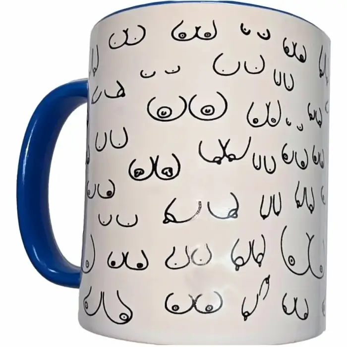 Diablo Picante Ceramic Mug 370 ml – white with blue handle