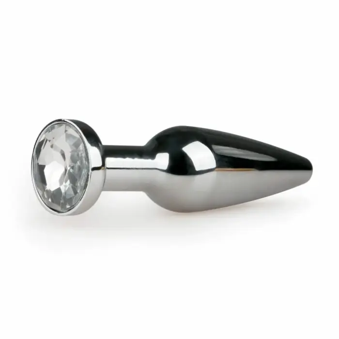 Sinner Gear metāla anālais spraudnis Silver L ar caurspīdīgu kristālu – 9 cm – sudrabs