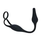 Vibrating Silicone Prostate Stimulator with Cock and Ball Ring – Black — Photo 3