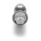Round Gem Butt Plug - S - Silver/Diamond — Photo 4