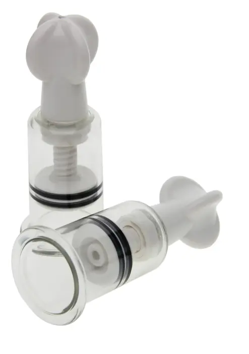 Krūšu galu un klitora piesūcekņi S/M – balti Foto 2