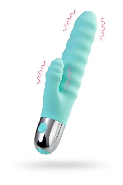 Рельефный вибратор с клиторальной стимуляцией Flovetta Flax – 17.5 cm (6.9″) – зеленый