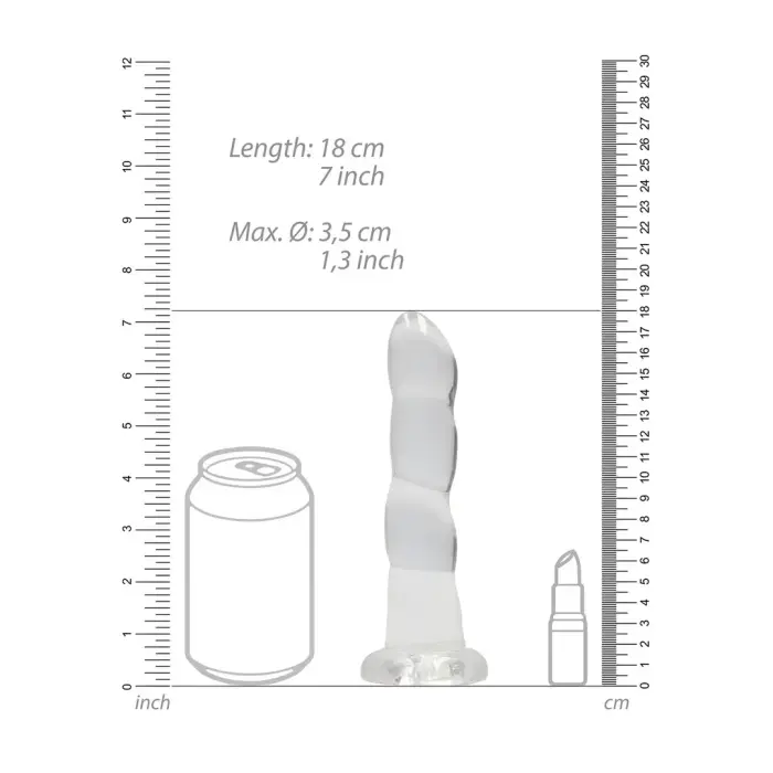 Nereālistisks dildo ar piesūcekni – 17 cm (7″) – Caurspīdīgs Foto 3