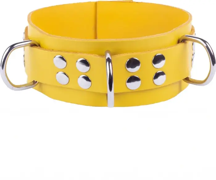 Adjustable Yellow Leather Collar – 5.5 cm