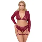 Cottelli CURVES Red Lace Velvet Top & Suspender Briefs Set – XL — Photo 3
