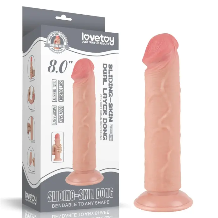 Sliding Skin divkārtu dildo – 20 cm (8″) – Miesas krāsa