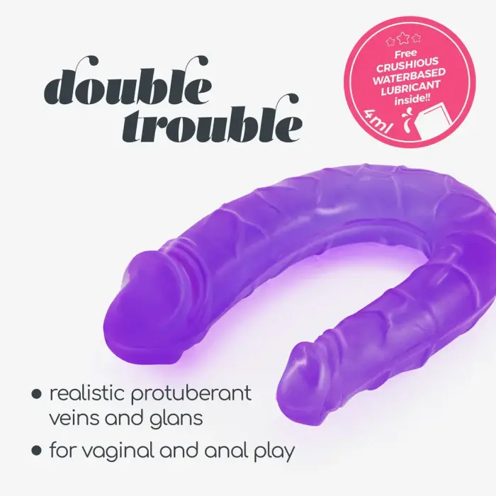 Double Trouble divpusējs dildo – 27 cm (10.6″) – Violets Foto 4