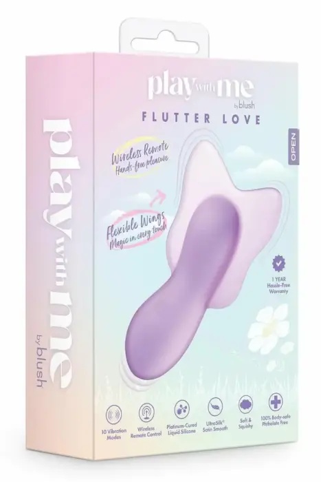 PLAY WITH ME Flutter Love – интимное устройство с пультом ДУ – фиолетовое – 10 режимов