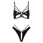 Cottelli LINGERIE wetlook bra & crotchless thong set – black – L — Photo 5