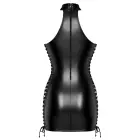 Noir Handmade – cold-shoulder halterneck powerwetlook mini dress with side lacing – black – S — Photo 8