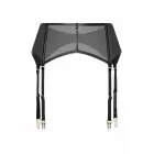 Guilty Pleasure Shimmering Suspender Belt – пояс для чулок с высокой талией из мерцающего меша с мягкими косточками – чёрный – Размер: S/M — Фото 5