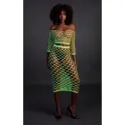 Neon Green Long Sleeve Crop Top and Long Skirt Set – One Size — Photo 3