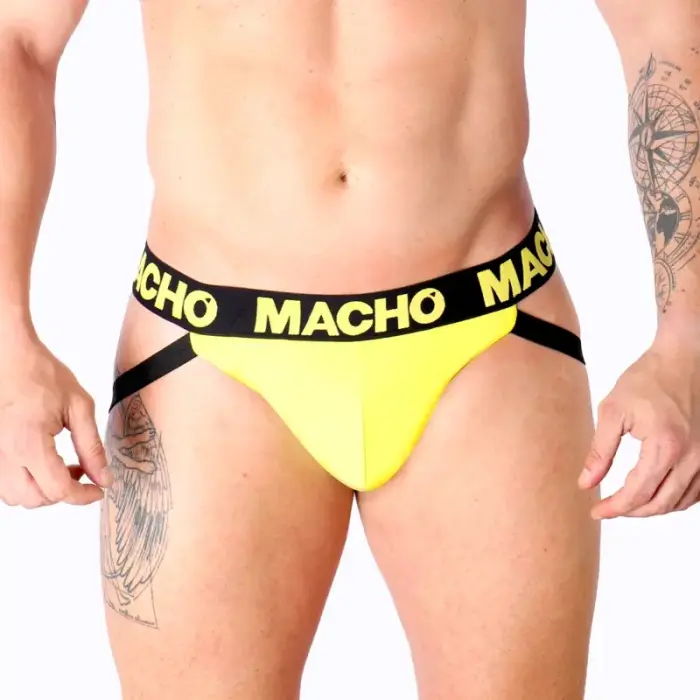 Macho MX25A – lycra džokas atvira nugara – geltonas – S