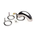 Lockable Stainless Steel Chastity Cage with 3 Rings — Photo 3