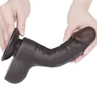 LoveToy Sliding Skin Dual Layer Dong – realistiškas dviejų sluoksnių dildo – TPE – juodas – 19 cm — Nuotrauka 1