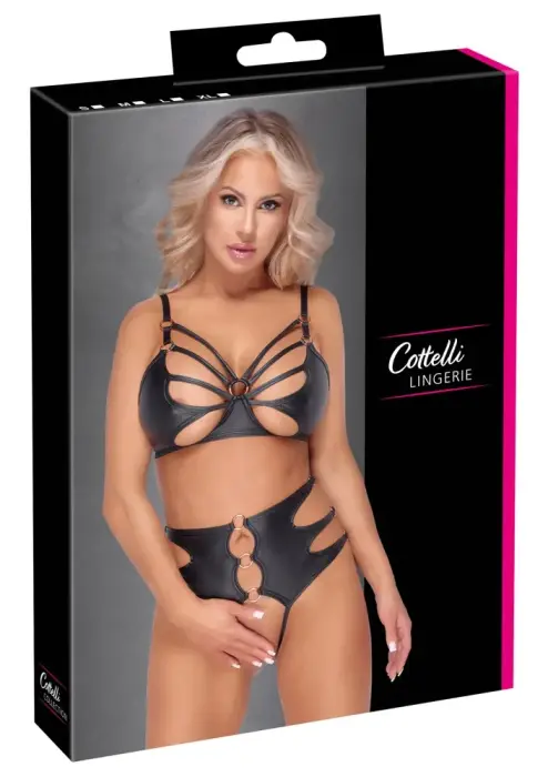 Cottelli LINGERIE rinnahoidja ja avatud aluspükste komplekt – must – L