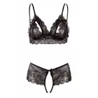 Christine Mistiquelady – peek-a-boo lace bra set – adjustable bow-ties – black – S/M — Photo 6