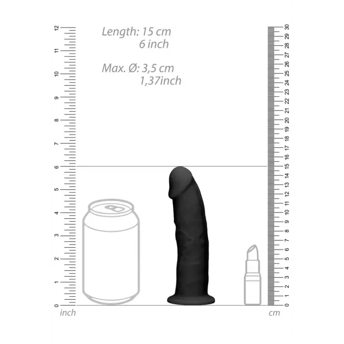 Reālistisks divslāņu dildo – 15 cm (6″) – Melns Foto 6
