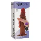 Realistic Vibrating Silicone Dildo with Foreskin – 22 cm (8.7″) – Brown — Photo 2