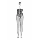 Christine Open Cup Fishnet Bodystocking - Lace Detail, Black, One Size — Foto 5