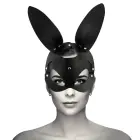 Coquette Chic Desire Vegan Leather Mask with Bunny Ears – Black — Photo 2