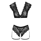 Cottelli Lingerie Lace Set with Decorative Ring & Adjustable Straps – Black – XL — Photo 5