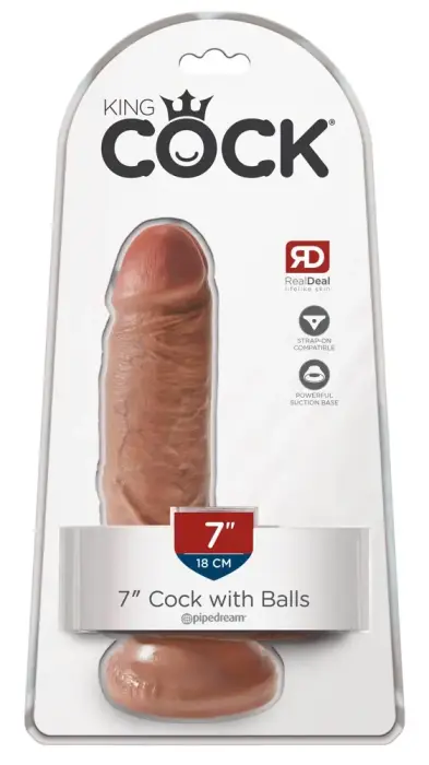 King Cock реалистичный дилдо с яичками и присоской – 17.8 cm (7″) – телесный