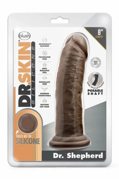 Dr. Skin Silicone Dr. Shepherd 8" Intīmais Modelis Piesūceknis Šokolādes Krāsa