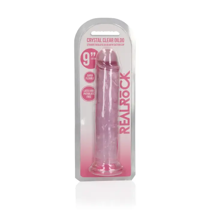 Straight Realistic Dildo with Suction Cup – 25 cm (9.8″) – Clear