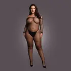 Сетчатое боди с открытой линией плеч и открытой промежностью – чёрный – Plus size — Фото 4
