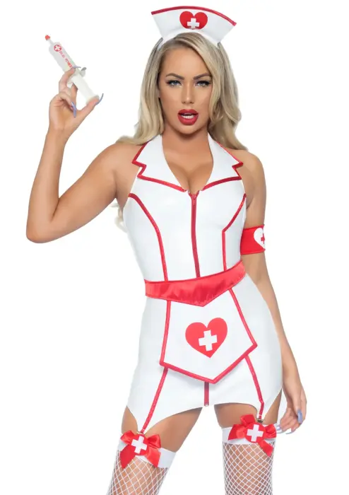 Vinyl ER Hottie medmāsas kostīms – balts – XS