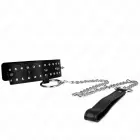 KINK regulējama apkakle ar ķēdīti Model 1 ar sudraba kniedēm, melna, 36–43 cm — Foto 1