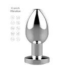 Chromed Steel Vibrating Butt Plug with Remote – 8.1 cm (3.2″) – Black — Photo 3