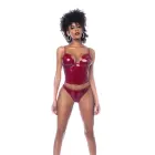Two Piece Bustier Set – Gloss Wine Red – S — Photo 2