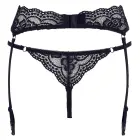 Cottelli Collection mežģīņu apakšveļas komplekts ar zeķturiem – melns – XL — Foto 5