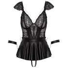 Cottelli BONDAGE Babydoll Set with Crotchless String and Handcuffs – Black – S Photo