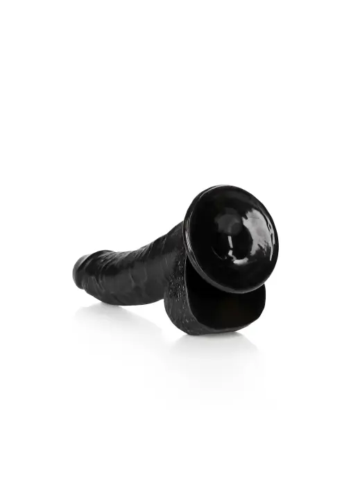 Išlenktas realistiškas dildo su sėklidėmis ir siurbtuku – 20,5 cm (8″) – Juodas Photo