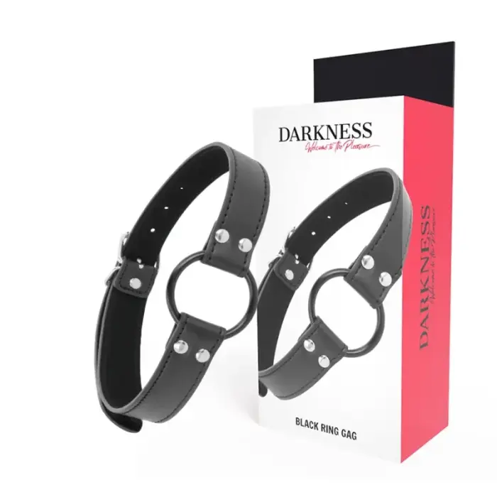 Darkness Adjustable Leather Ring Gag 3.6 cm – Black
