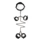 Fetish BDSM Restraint Set with Collar, Wrist and Ankle Cuffs – Black — Photo 4